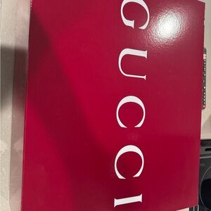Gucci Burgundy Gift Box and White Gucci Duster